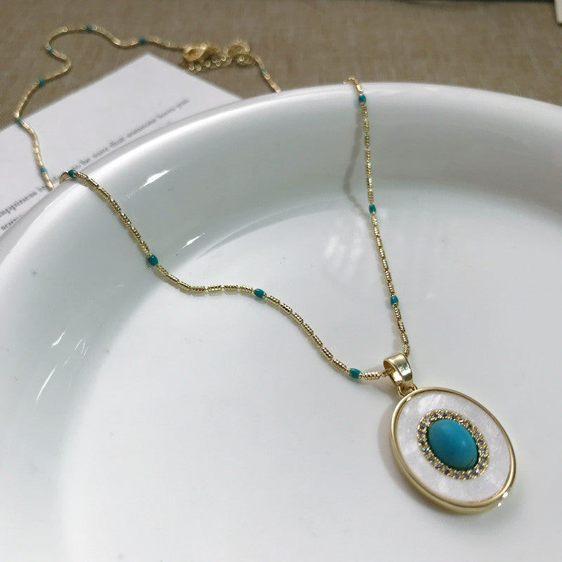 Wholesale Vintage turquoise shell layered necklace