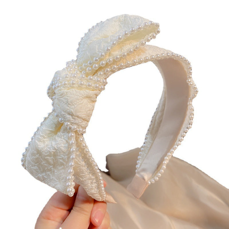 Wholesale Large Bow Cream White Simple Headband