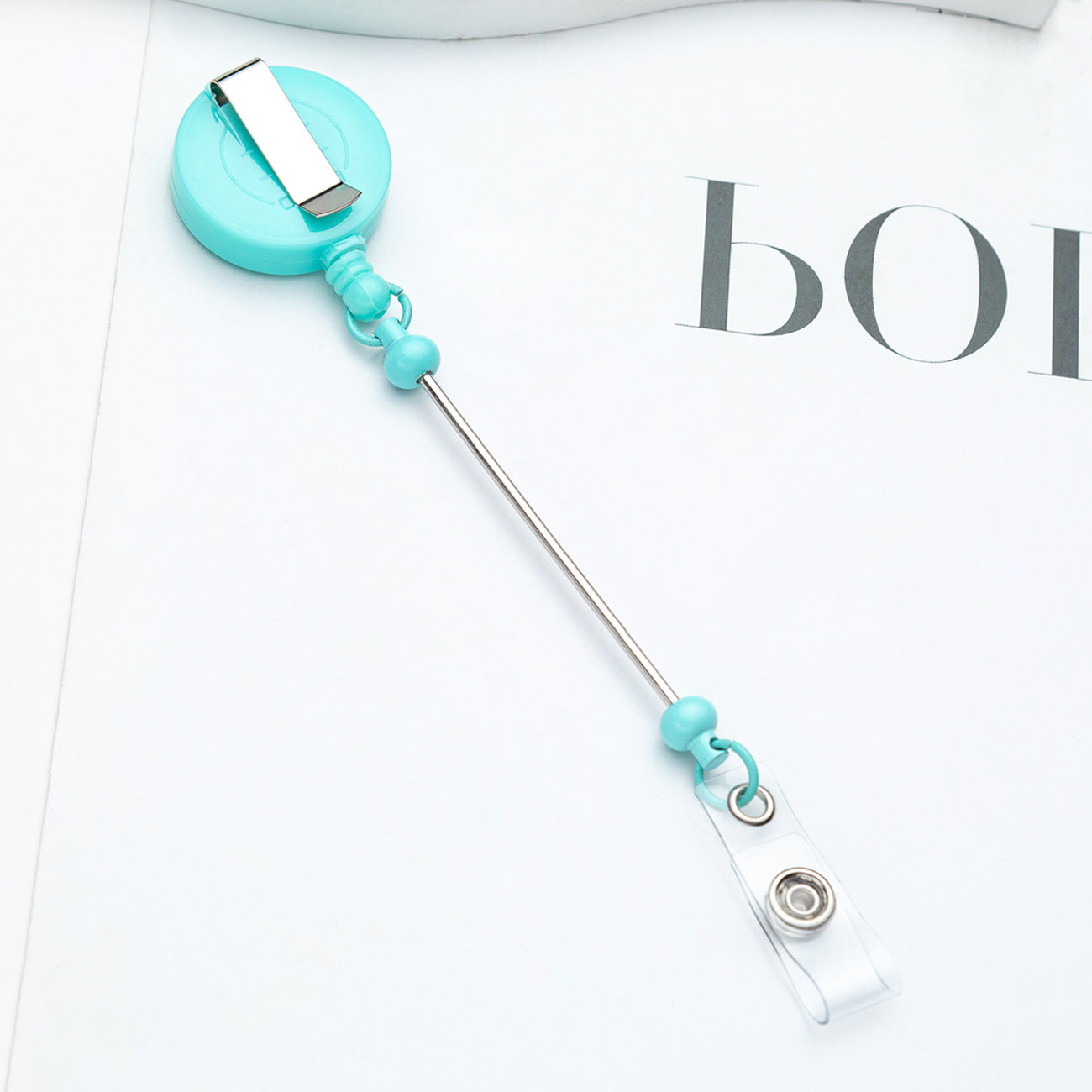 Wholesale Badge Reels DIY Beadable Bar  Retractable Keychain