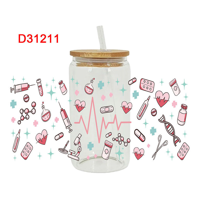 Wholesale Color Needle Tube Medical Series 16oz Cup UV DTF Wraps