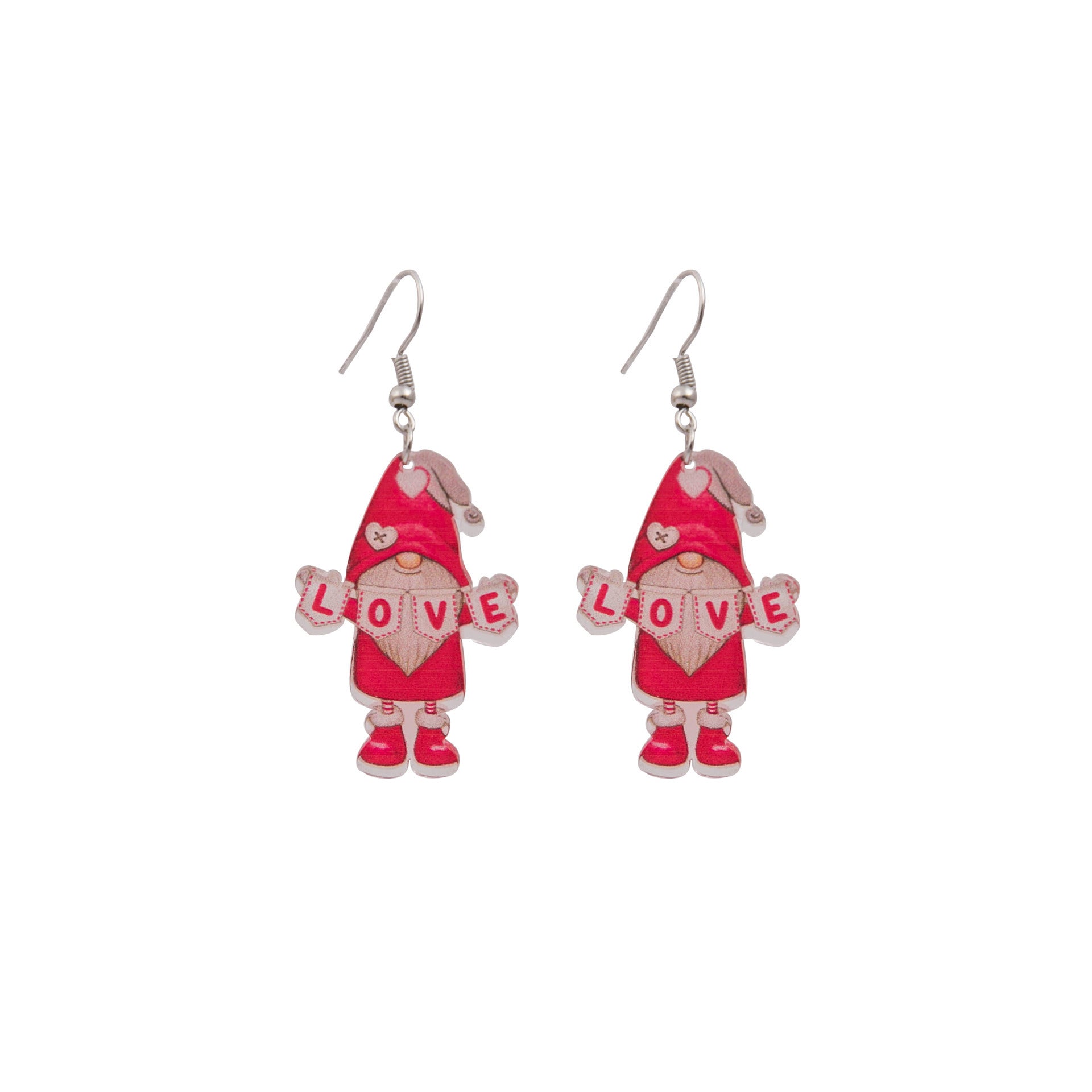 Wholesale  Valentine' s Day Pink Dwarf Flamingo Letter Earrings
