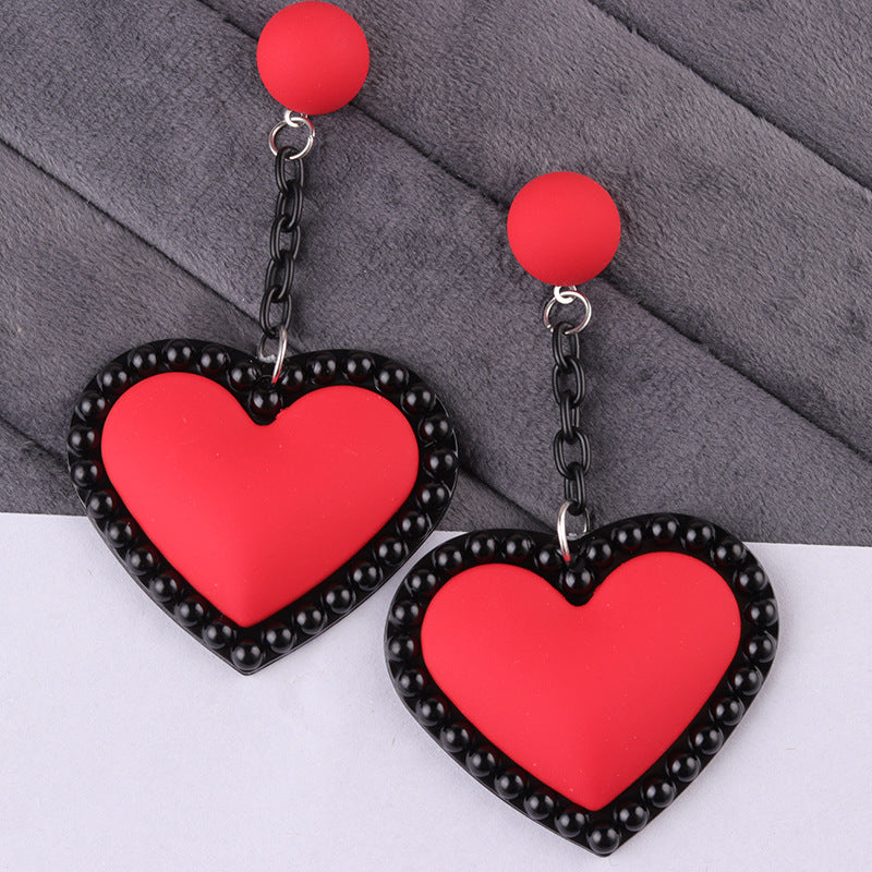 Wholesale Retro 3D Colorful Heart Acrylic Earrings