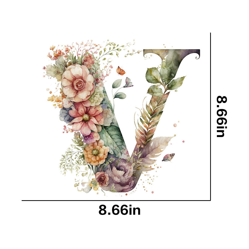 Wholesale 26 letter flower branches and leaves UV DTF Ready to Press Transfers Wraps