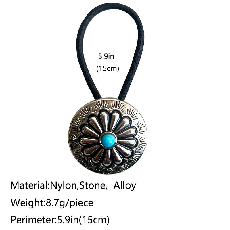 Wholesale Western style retro pumpkin flower turquoise headband