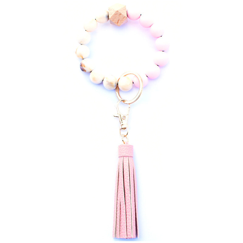 Wholesale Acrylic Beads Wooden Beads PU Tassel Bracelet Keychain