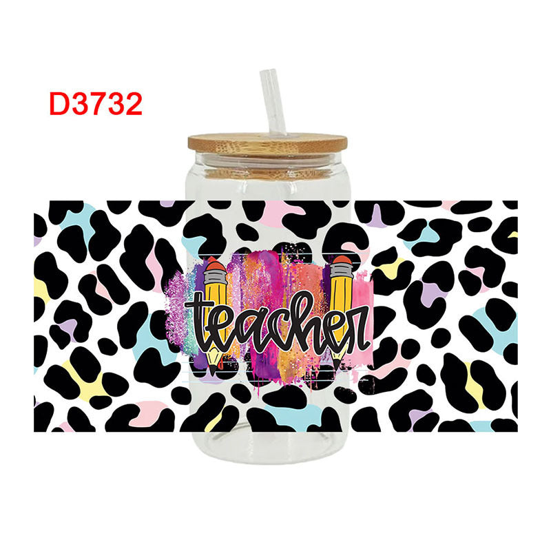Wholesale Cartoon Cute Teacher Campus Theme 16oz Cup UV DTF Wraps