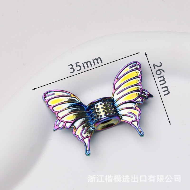 Wholesale 50PCS DIY Metal Electroplated Colorful Wings Butterfly Vertical Hole Loose Beads