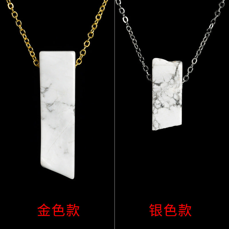 Wholesale Crystal Agate Irregular Flat Strip Pendant Necklace