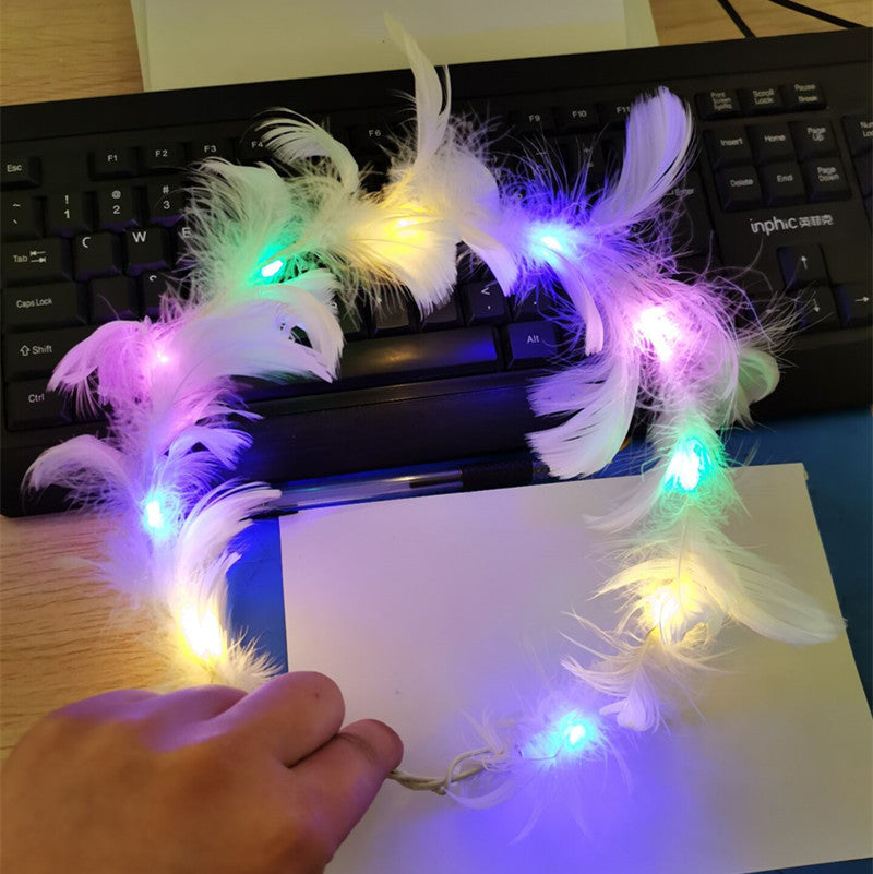 Wholesale Plush Luminous Goose Feather Wreath