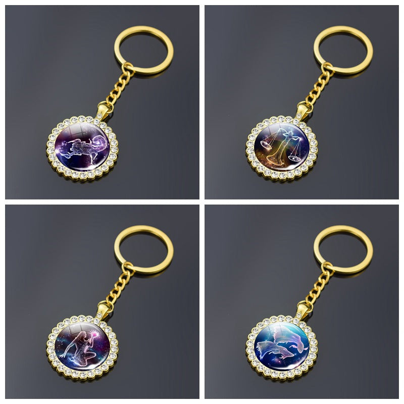 Wholesale diamond inlaid metal keychains