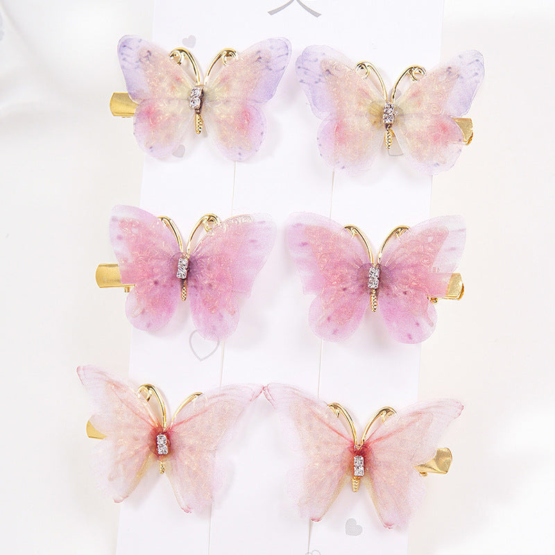 Wholesale 6-pack butterfly hairpins for girls
