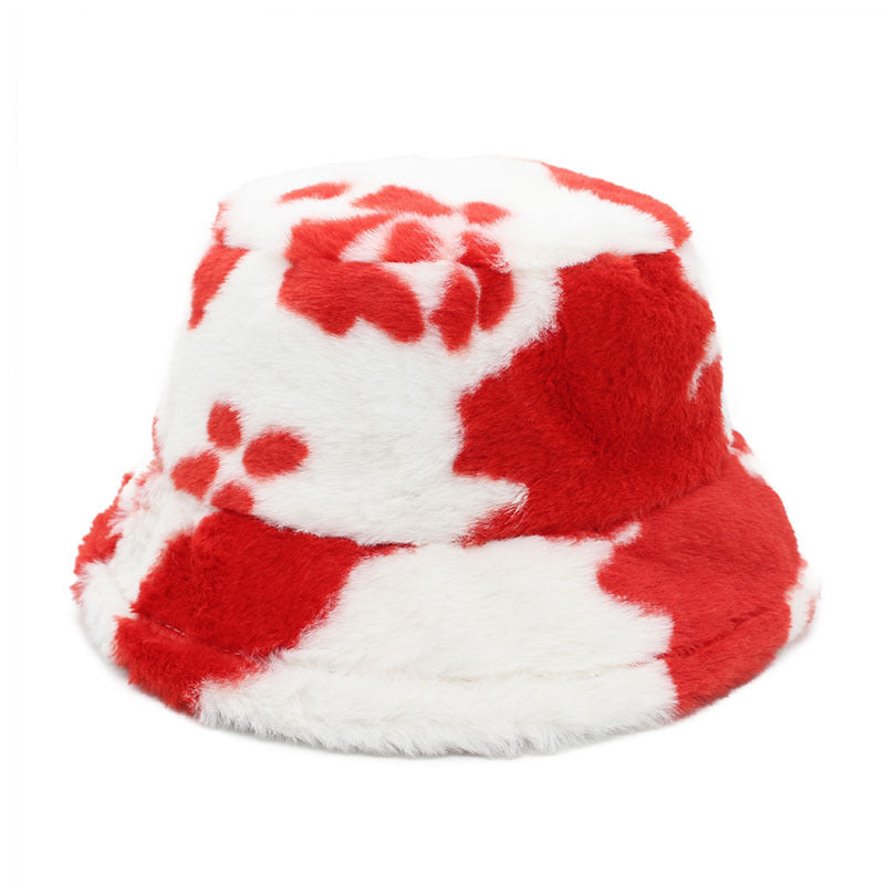 Wholesale Bucket cow pattern retro fisherman hat autumn and winter thick warm