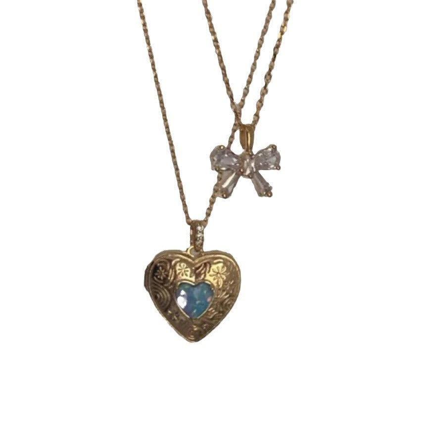 Wholesale Valentine' s Day heart-shaped opening and closing box pendant necklace