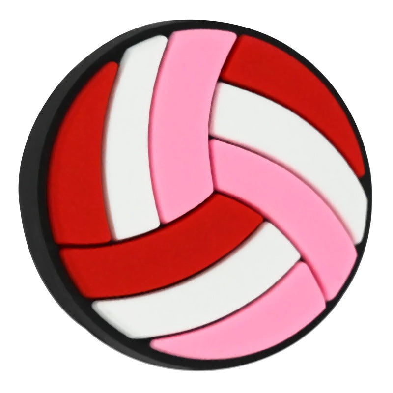 Wholesale Random 100pcs/pack PVC soft rubber perforated beaded accessories for ball sports series   Focal Beads