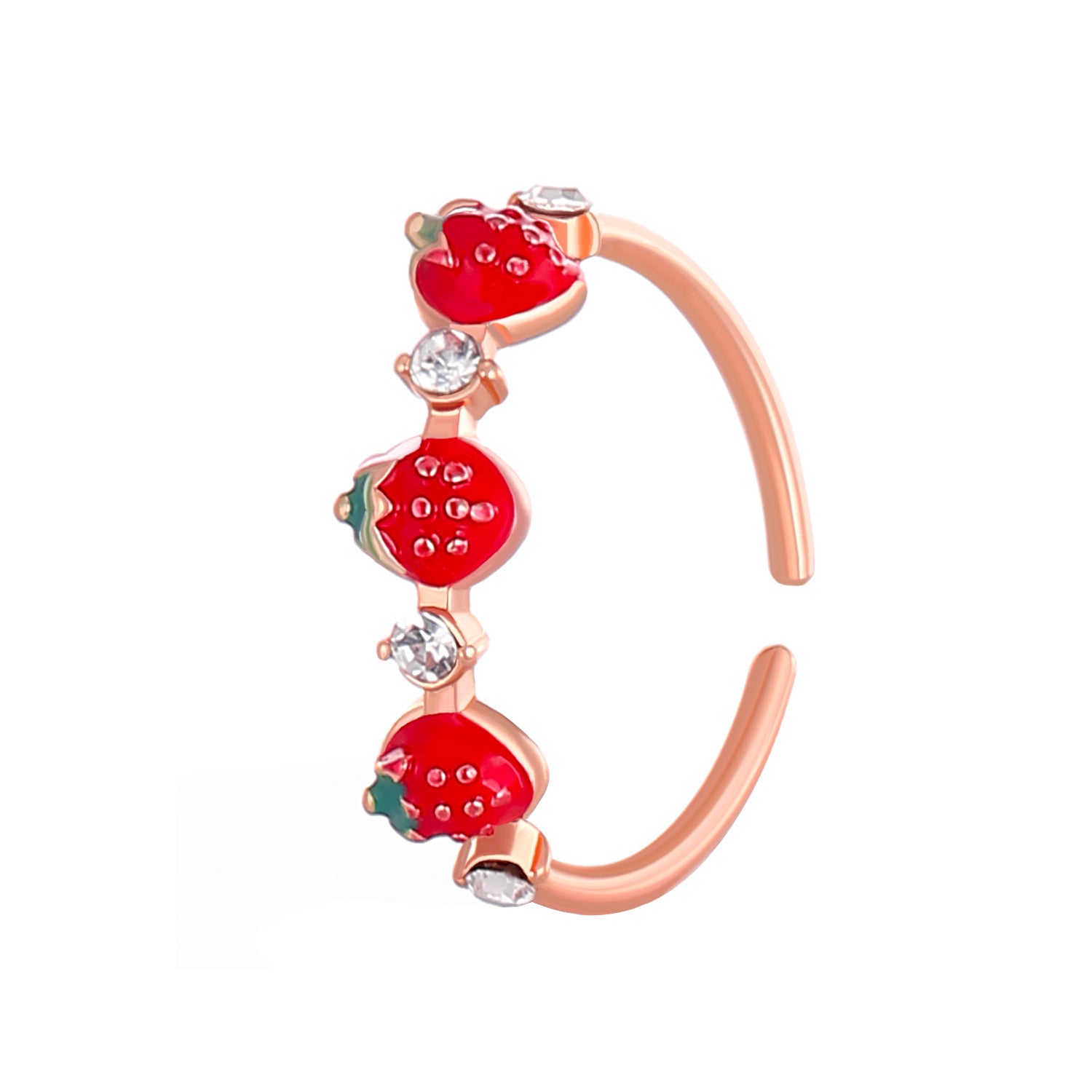 Wholesale Cute Red Strawberry Ring with Diamond