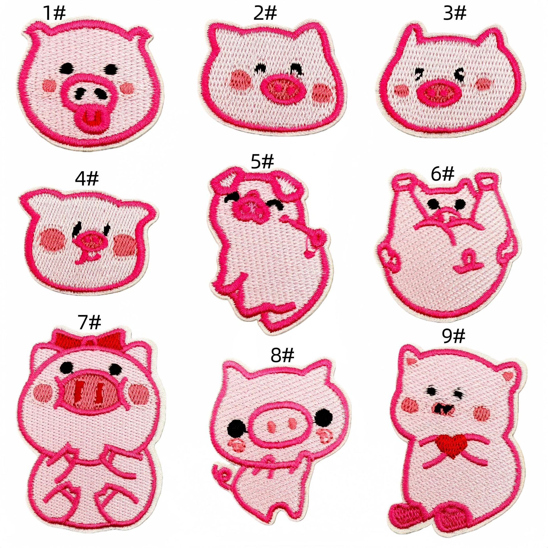 Wholesale Fashion Cartoon Pink Pig Iron On Embroidery Patch Polyester Fabric For Kids Clothing DIY