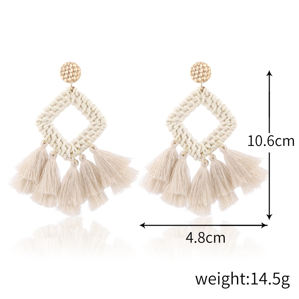 Wholesale Wooden Bohemian Bamboo Rattan Handmade Woven Rattan Earrings