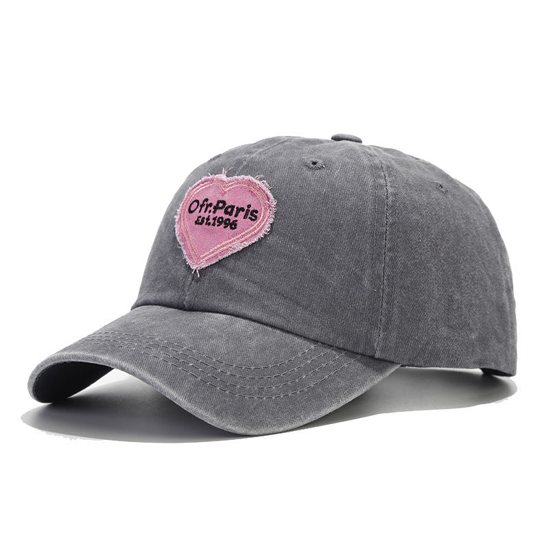 Wholesale Fashion Pink Love Embroidered Washed Baseball Cap