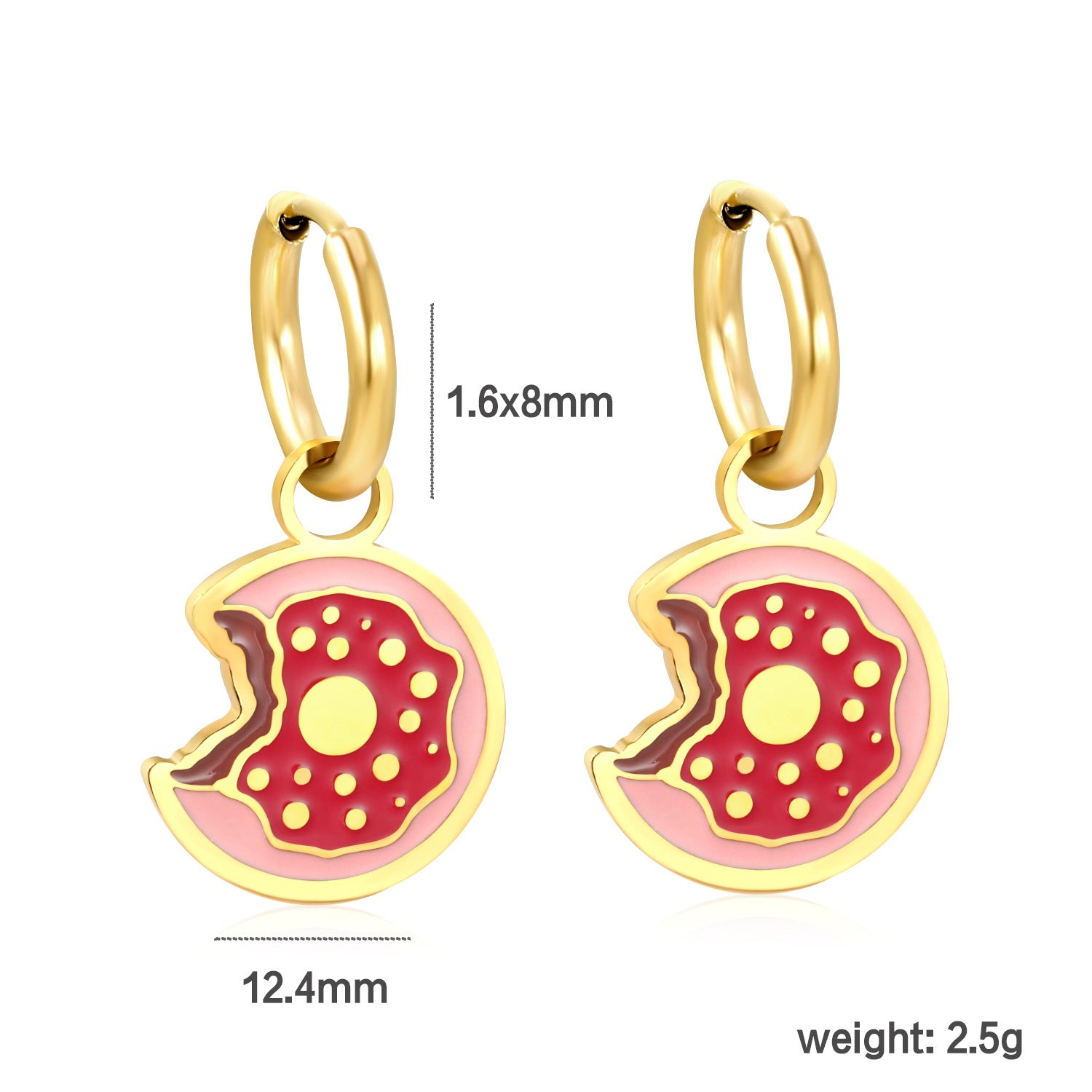 Wholesale Stainless steel round circle heart-shaped white shell earrings for women