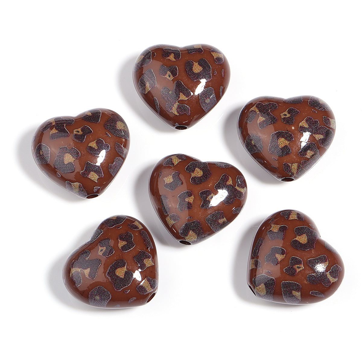 Wholesale 10pcs Colorful leopard print love acrylic beads