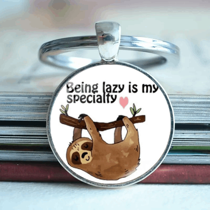 Wholesale Sloth Time Gem Metal Keychain