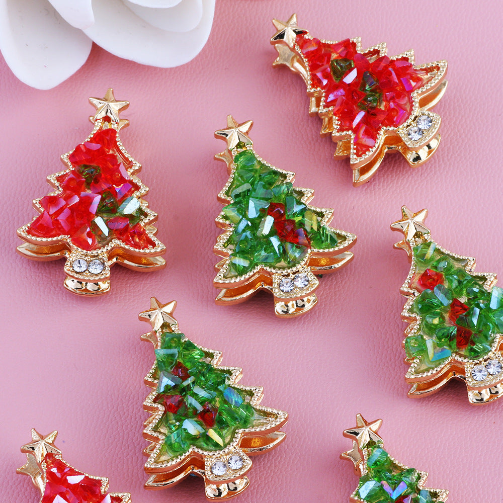 Wholesale 5pcs/pack Heavy Industry Christmas Tree Drill Ball Can Wear Straight Hole Beads