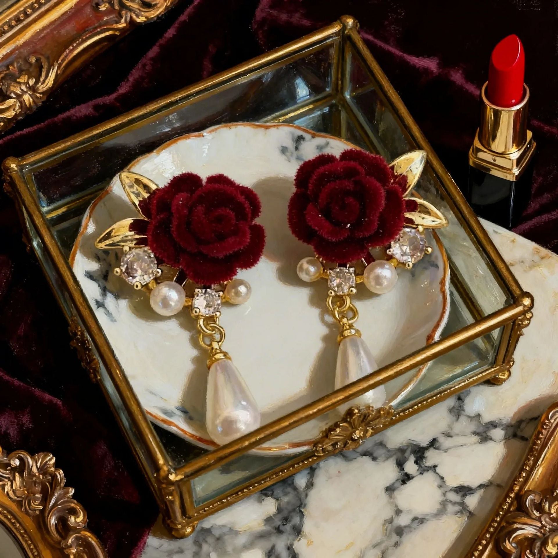 Wholesale New Chinese Style Red Heart Earrings Vintage Elegant Qipao Match Zinc Alloy Fashion Accessory