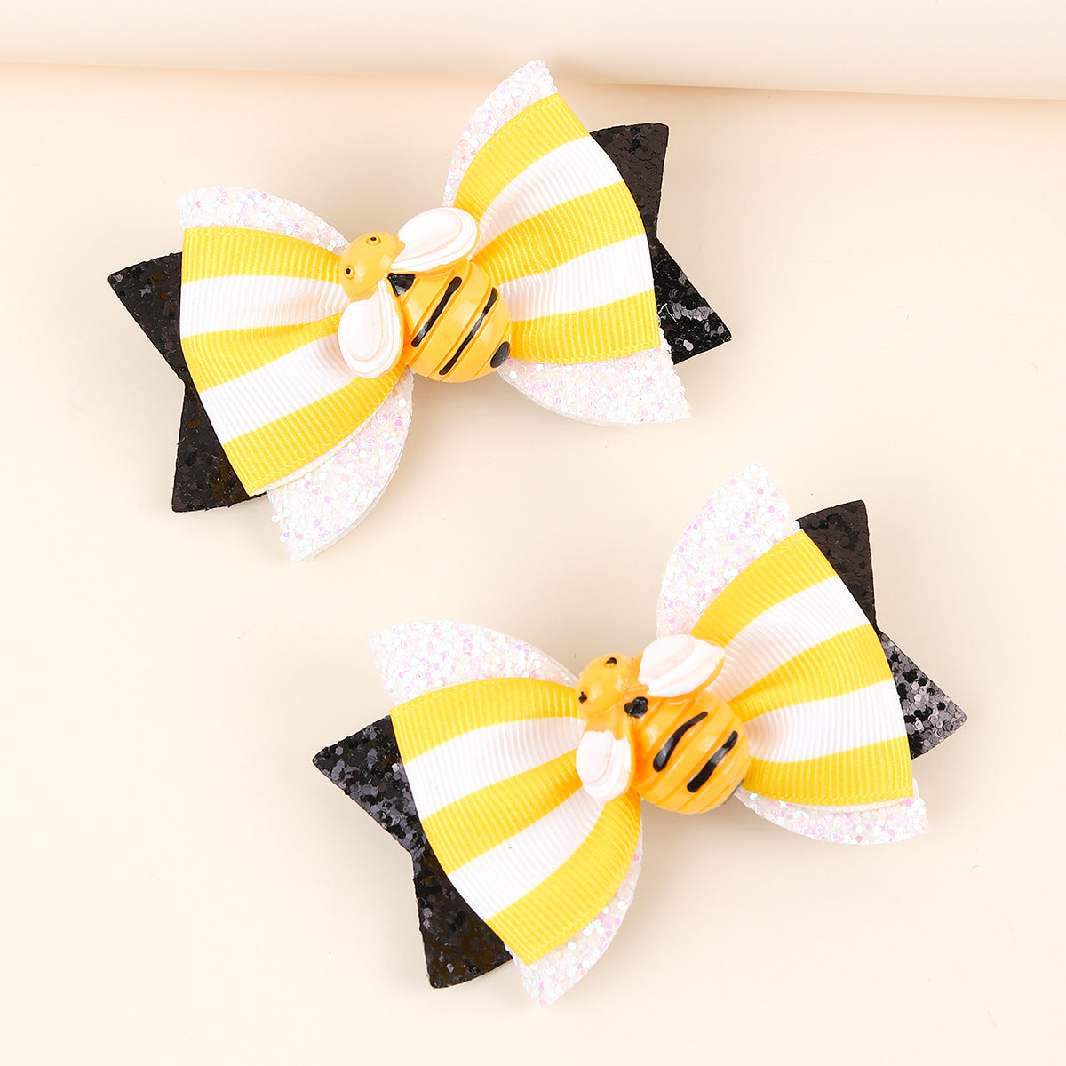 Wholesale 20pcs/pack children' s hair accessories all-match fresh hairpin cute bee ribbon bow hairpin