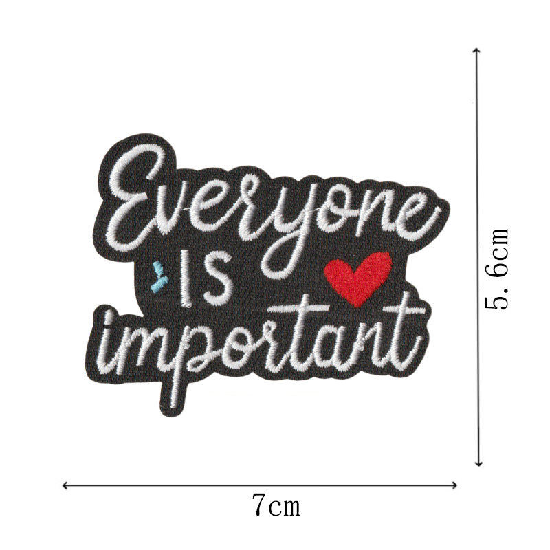 Wholesale Embroidered Iron On Patches Modern Black White Heart Quote Design 9Pc Heat Glue DIY For Clothing Bags Towels