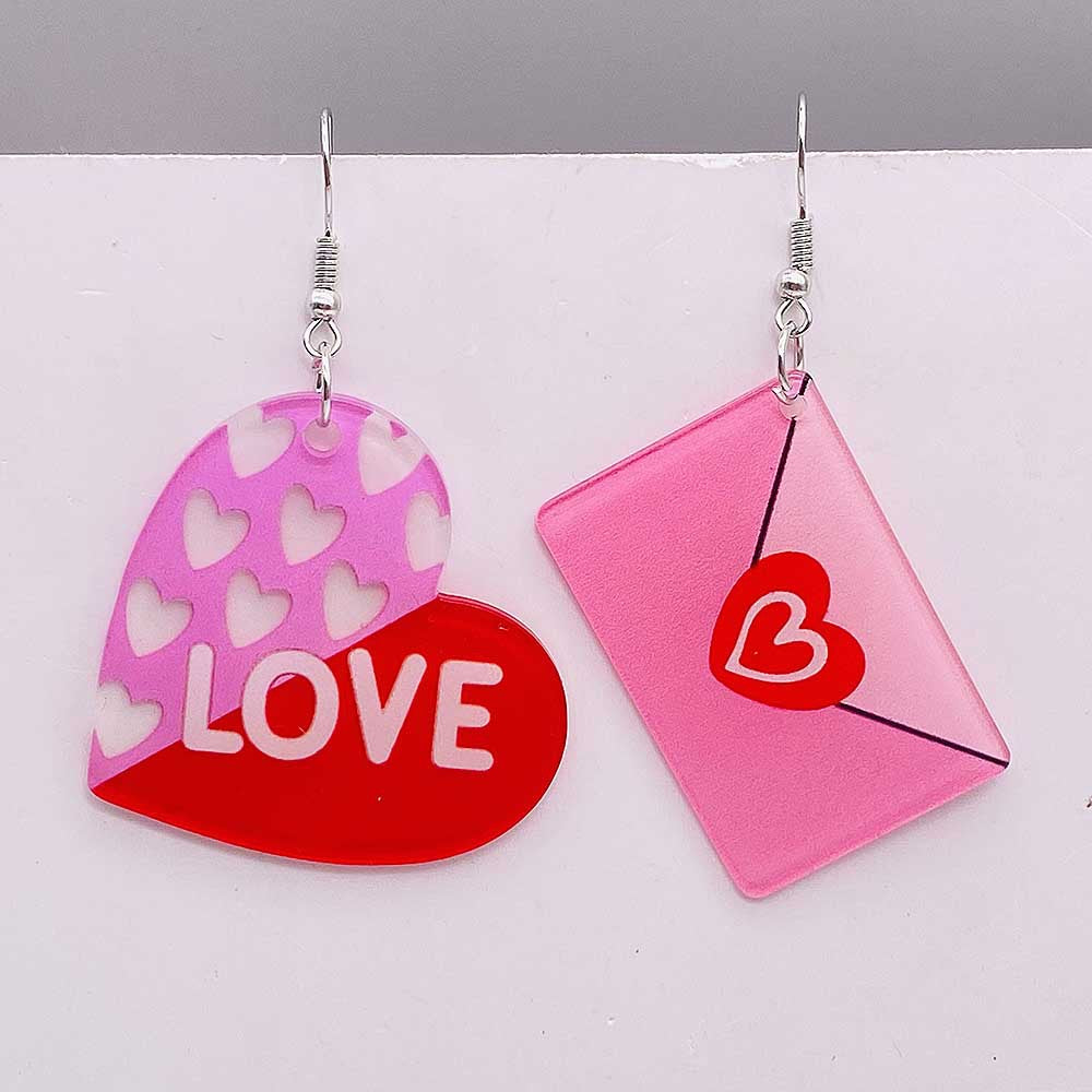 Wholesale Valentine's Day Pink Love Envelope Acrylic Earrings
