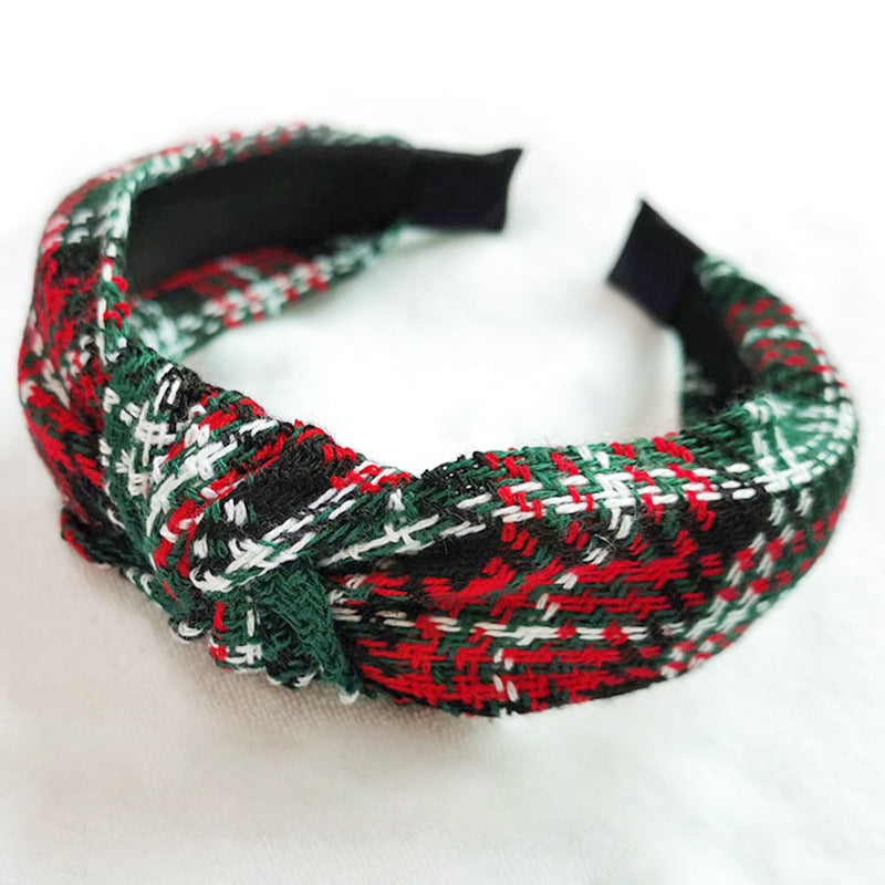 Wholesale Christmas Series Plaid Bow Cloth Headband