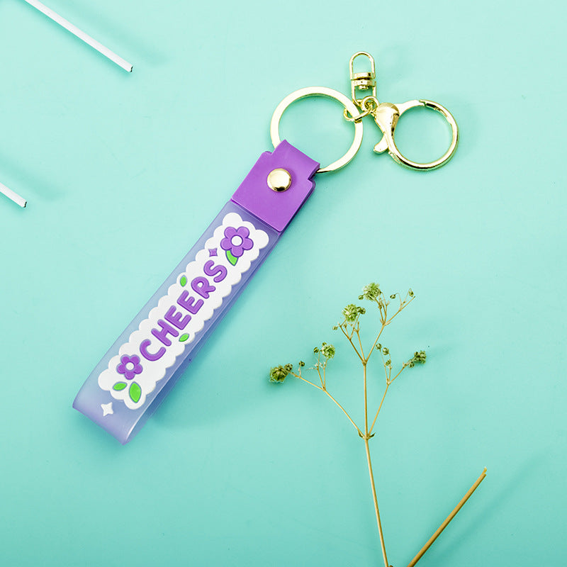 Wholesale Transparent Flower Jelly Color PVC Soft Rubber Lanyard Keychains