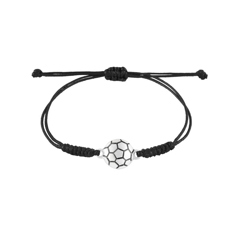 Wholesale Wax Thread Hand-woven Alloy Football Baseball Basketball Volleyball Rugby Pull Bracelet