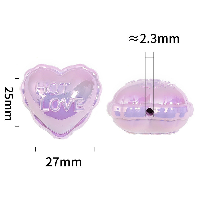 Wholesale 50pcs Cream Colored Balloon Heart Beads Acrylic Letter Peach Heart DIY Beads