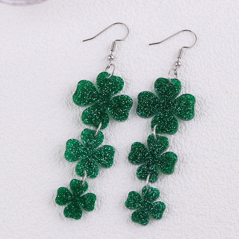Wholesale St.  Patrick' s Day Clover Hat Butterfly Acrylic Earrings