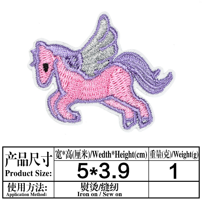 Wholesale Cute Cartoon Patch Set With Rainbow Pegasus Bunny Flowers DIY Craft Accessory For Bags Clothing Towels