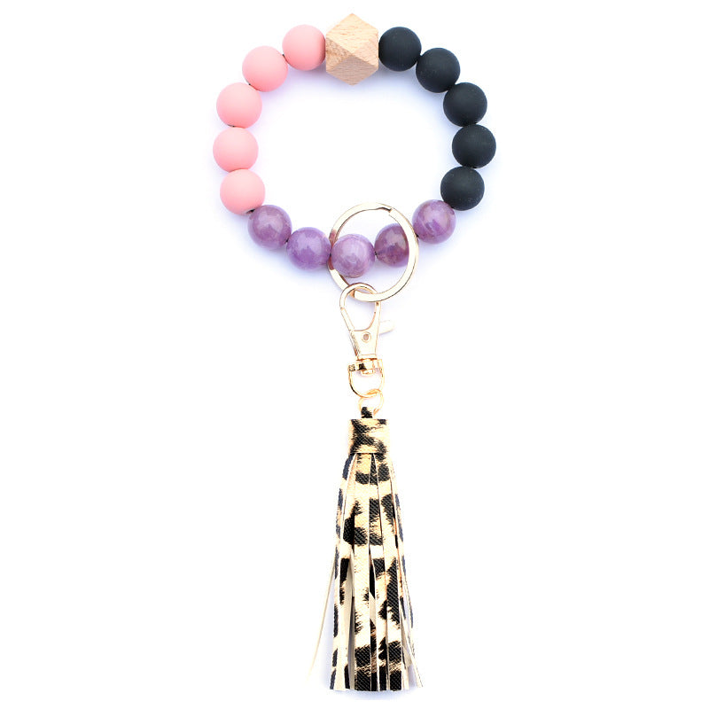 Wholesale Acrylic Beads Wooden Beads PU Tassel Bracelet Keychain