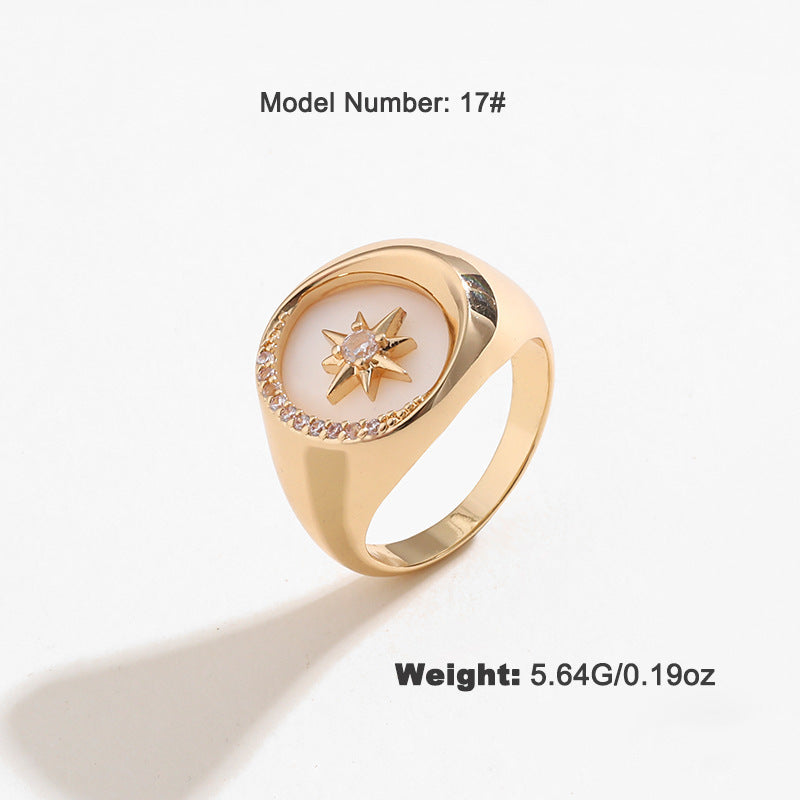 Wholesale Golden Star Moon Alien Diamond Set Earrings