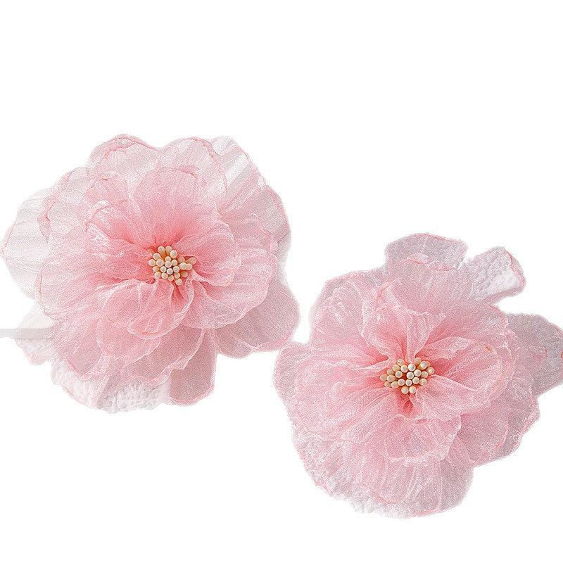 Wholesale Fabric flower tassel beaded earrings