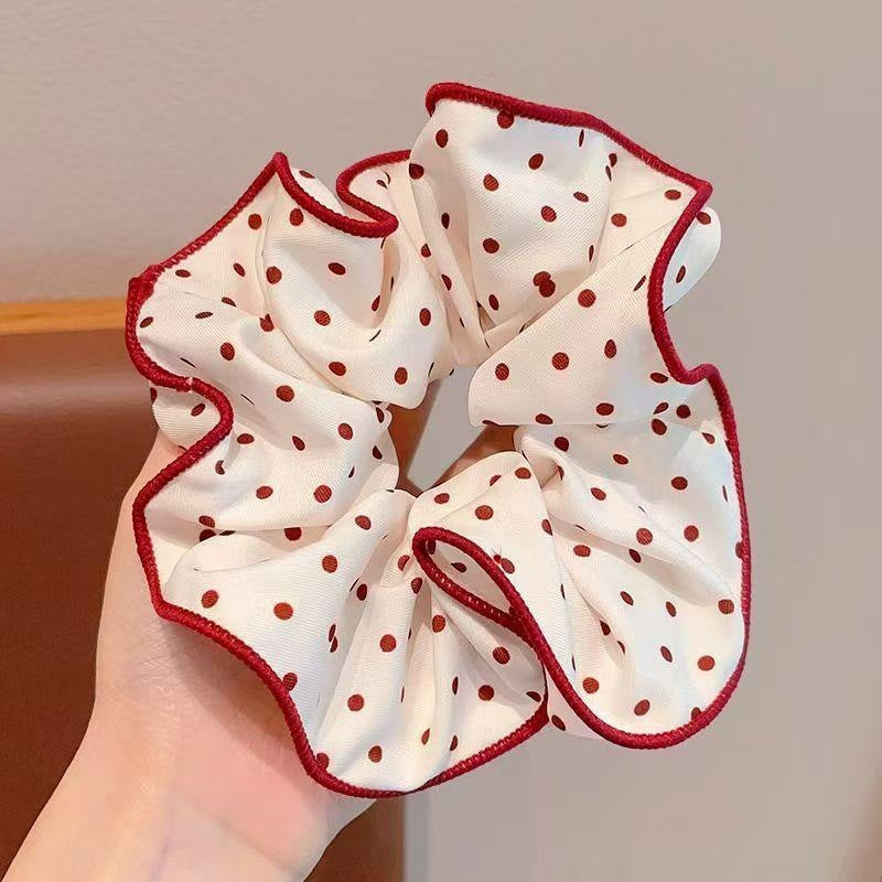 Wholesale High-Quality Red Polka Dot Bow Hair Scrunchies