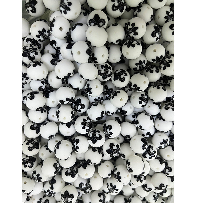Wholesale 10PCS Water Transfer Silicone Colorful Leopard Beads