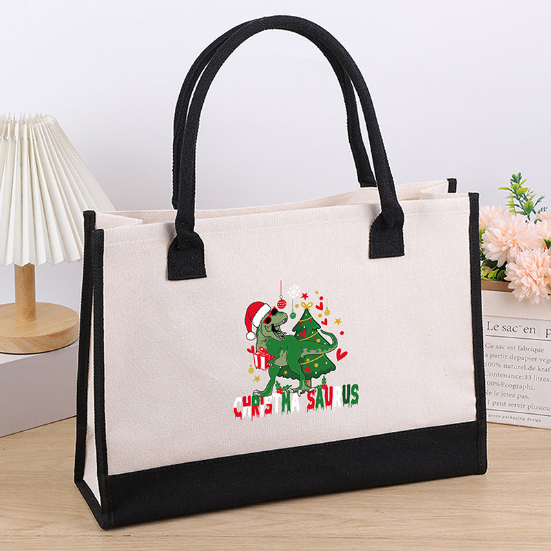 Wholesale Christmas Large Capacity Printed Canvas Shoulder Bag