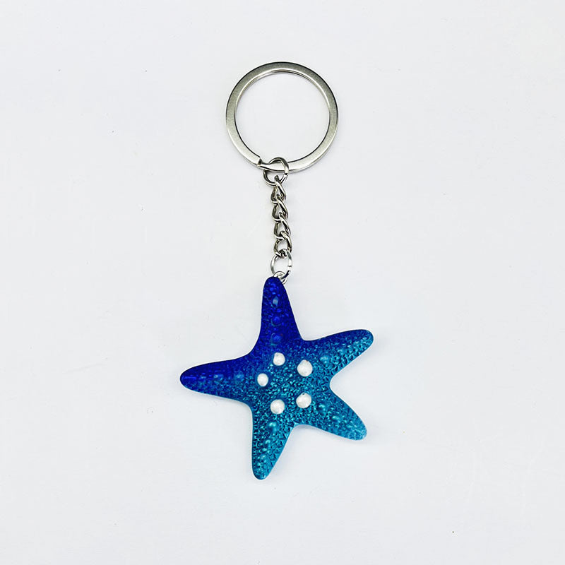 Wholesale Colorful Ocean Star Shell Metal Keychain