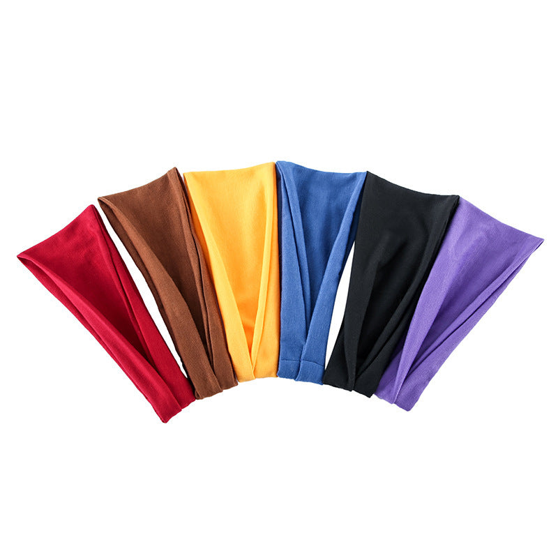 Wholesale Women's Solid Color Yoga Sports Fitness Running Sweat Absorbing Breathable Elastic Jumper Headband