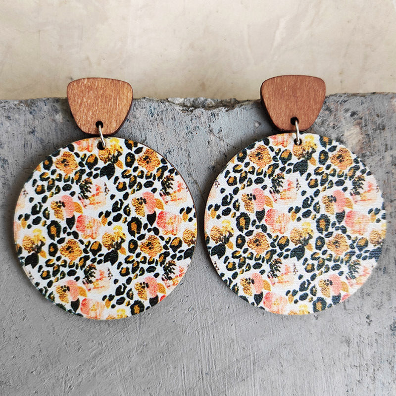 Wholesale Vintage Floral Wood Earrings Bohemian Earrings