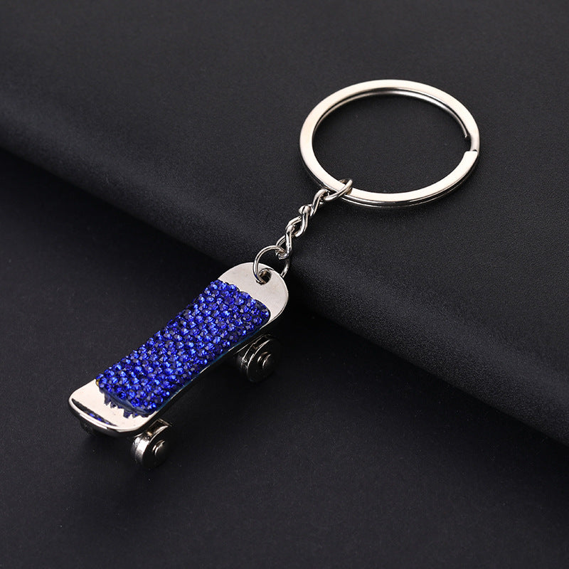 Wholesale Skateboard Style Diamond Car Metal Keychain