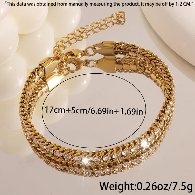Wholesale Three layer color diamond titanium steel bracelet