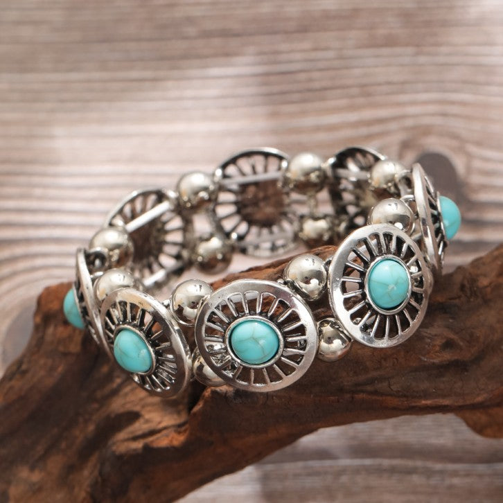 Wholesale Vintage Alloy Turquoise Stretch Bracelet Bohemian Bracelet