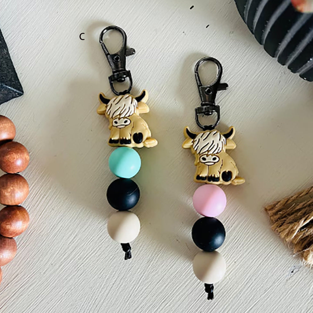 Wholesale Cartoon Animal Yak Silicone Beads Keychain