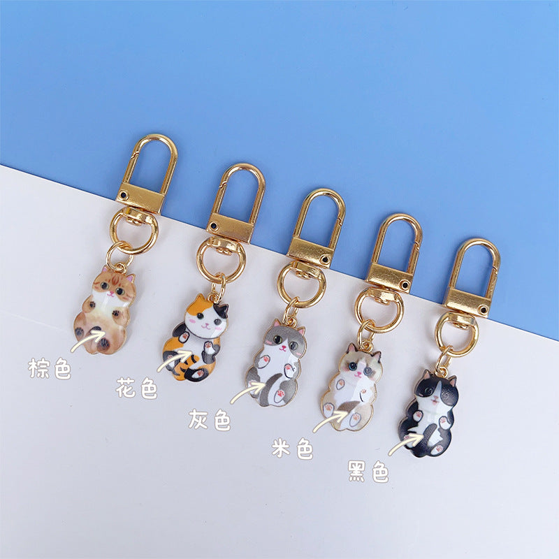 Wholesale Cartoon Cute Printed Cat Metal Keychain